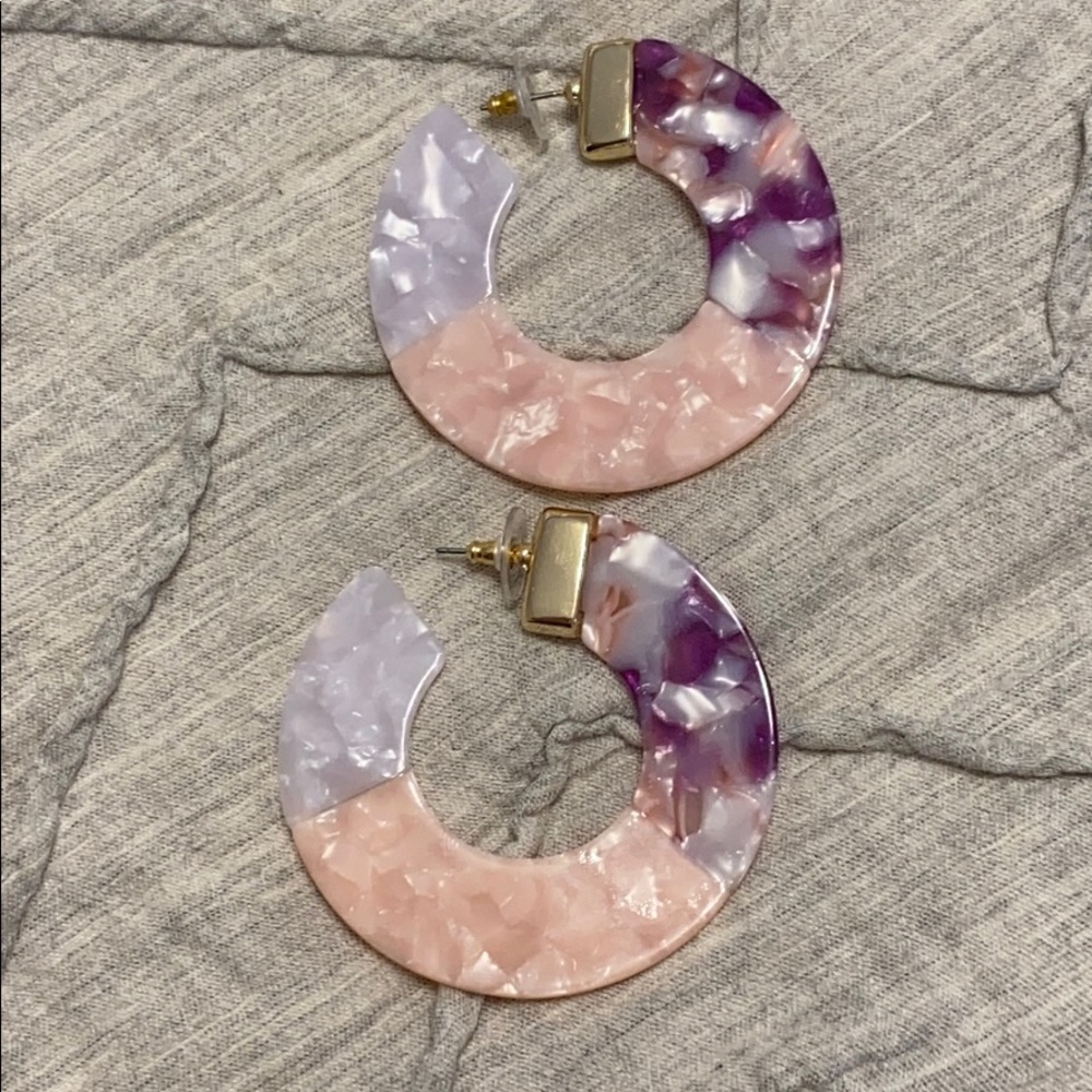 Anthro Baublebar Dessa Colorblock Hoop Earrings